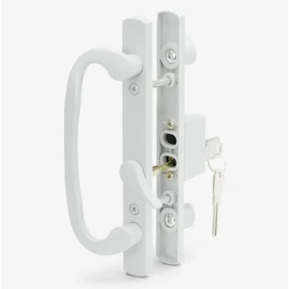 Keyed Sliding Patio Door Handle Set White Truth Legacy 2265 3-15/16” Hole Space - Picture 5 of 7